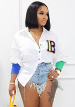 Plus Size Women Embroidered Long Sleeve Shirt