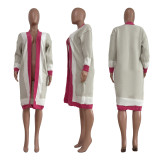 Women Casual Long Sleeve Contrast Sweater Jacket