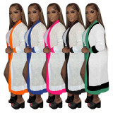 Women Casual Long Sleeve Contrast Sweater Jacket