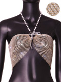 Women Sexy Flash Diamond Grid Crop Top