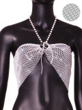 Women Sexy Flash Diamond Grid Crop Top