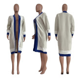 Women Casual Long Sleeve Contrast Sweater Jacket