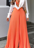Fall Women's Fashion Chic Pleated Long Wide Leg Pants