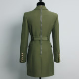 Spring Autumn Fashion Solid Color Slim Belt Long Sleeve Slim Chic Career Suit Dress