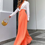 Fall Women's Fashion Chic Pleated Long Wide Leg Pants