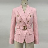 Fashion Blazer B lion button short black and white jacquard top coat
