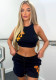 Nightclub Street Style Embroidered Cross Crop Tank Top Shorts Women's Outfit