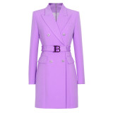 Spring Autumn Fashion Solid Color Slim Belt Long Sleeve Slim Chic Career Suit Dress