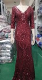 Deep V Sexy Fishtail Sequin Female Formal Party Mermaid Evening Dress