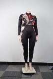 Plus Size Women Sexy Print Patchwork Jumpsuit
