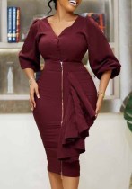 Plus Size Women'S Fall/Winter V-Neck Long Sleeve Top Bodycon Skirt Two Piece Set Plus Size Women'S Fall/Winter V-Neck Long Sleeve Top Bodycon Skirt Two Piece Set