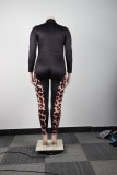 Plus Size Women Sexy Print Patchwork Jumpsuit
