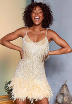 Women Fringe Sequin Feather Dress Dresses Women Fringe Sequin Feather Dress Dresses