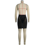 Women Sexy Deep V-neck See-Through Sleeveless Bodycon Dress