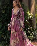 Women v-neck long-sleeve printed dress