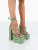 Women Lace-Up Peep-Toe Heel Roman Sandals