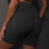 Spring Summer seamless knitting peach solid color breathable three-point yoga pants running fitness sports shorts women