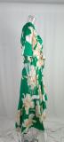 Fall Winter Women's Chic Elegant Career Print Balloon Sleeve Dress