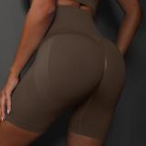 Spring Summer seamless knitting peach solid color breathable three-point yoga pants running fitness sports shorts women