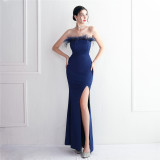 Toast dress bride long Strapless thank you banquet slim mermaid evening dress