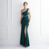 diamonds long one-shoulder banquet slim-fit fishtail wedding exhibition dress