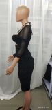 Women Halter Neck Long Sleeve Bodycon Dress