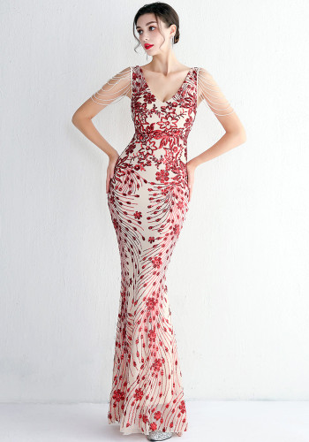 Evening Dress Long Formal Party Slim Fit Evening Dress Chic Elegant Long Sequin Annual Party Evening Dress