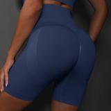 Spring Summer seamless knitting peach solid color breathable three-point yoga pants running fitness sports shorts women