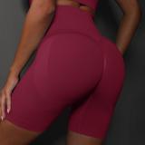 Spring Summer seamless knitting peach solid color breathable three-point yoga pants running fitness sports shorts women