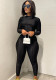 Women's Autumn/Winter Solid Color Reverse Zip Tight Fitting Long Sleeve Jumpsuit