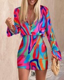 Creative Spring Street Hipster Women'S Fashion Casual Print Shirt And Skirt Two Piece Set