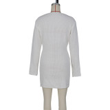 Women'S Sexy Round Neck Long Sleeve Sweater Knitting Dress