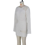 Women'S Sexy Round Neck Long Sleeve Sweater Knitting Dress