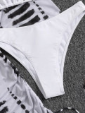 Women Drawstring Lace-Up Shorts Mesh Swimwear Three-Piece