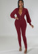 Women Zip Long Sleeve Slim Jumpsuit