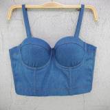 Women Denim Straps Tank Top