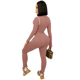 Plus Size Women Contrast Long Sleeve Top And Pant Sports Two-Piece