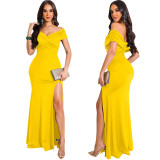 Women Sexy V-Neck Sleeveless Slit Long Dress