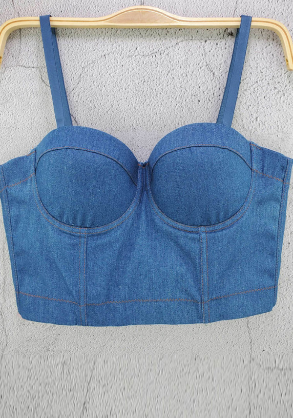 Women Denim Straps Tank Top