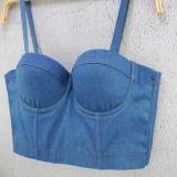 Women Denim Straps Tank Top