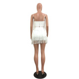 Women Summer Sexy Fringe Crop Top And Bodycon Skirt Two Piece