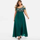 Spring/Summer Plus Size Off Shoulder Flower Lace Sling Chiffon Dress