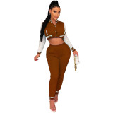 Women's Winter Fashion Ribbed Multicolor Baseball Uniform Set