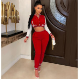 Women's Winter Fashion Ribbed Multicolor Baseball Uniform Set