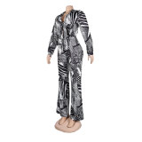 Sexy Printed Nightclub Lace-Up Two-Piece Pants Set