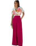 Women's Summer Casual Off Shoulder Print Two Piece Set