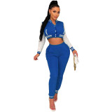 Women's Winter Fashion Ribbed Multicolor Baseball Uniform Set