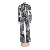 Sexy Printed Nightclub Lace-Up Two-Piece Pants Set