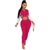 Women's Winter Fashion Ribbed Multicolor Baseball Uniform Set