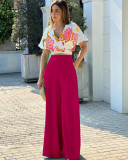 Women's Summer Casual Off Shoulder Print Two Piece Set